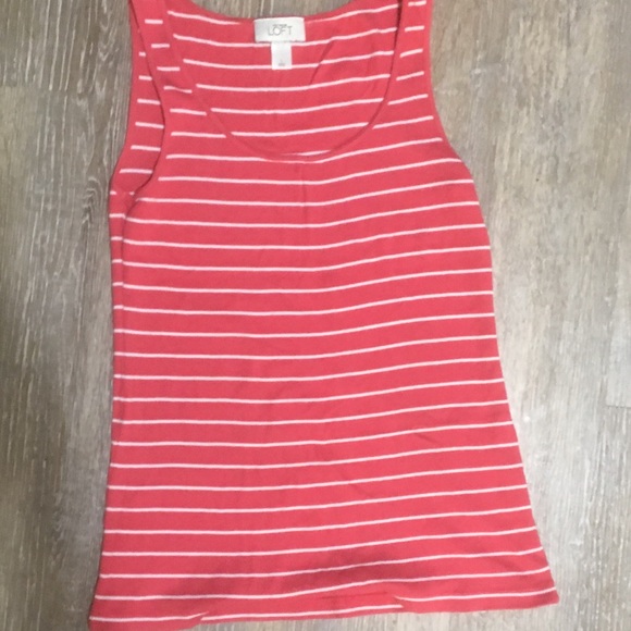 Ann Taylor LOFT tank top L large red white stripes - Picture 2 of 5